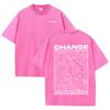 Change Never Look Back Printed Washed Tshirts Womens Cotton Oversize T Shirt Summer Short Sleeve Tops Casual Oneck Clothes