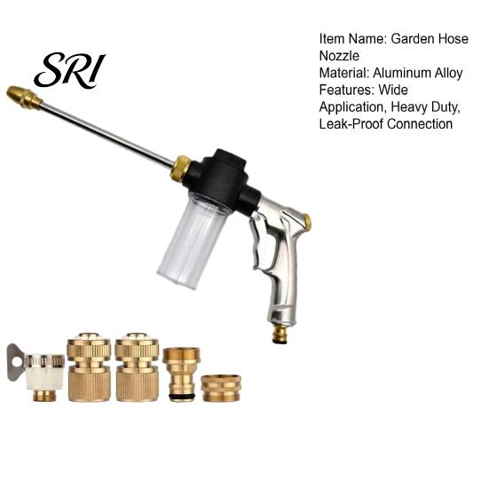 Garden Hose Nozzle High Pressure Nozzle, Heavy Duty Car Wash Booster with Foam Cannon, Adjustable for Washing Sprayer, Gardening Yard Cleaning Washer