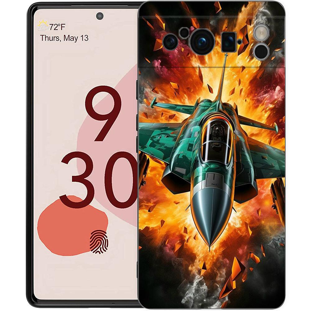 Fighter Planes Phone Case For Google Pixel 8 7 6 Pro 8A 6A 7A 5G Soft Silicone Shockproof TPU Black Cover Fundas