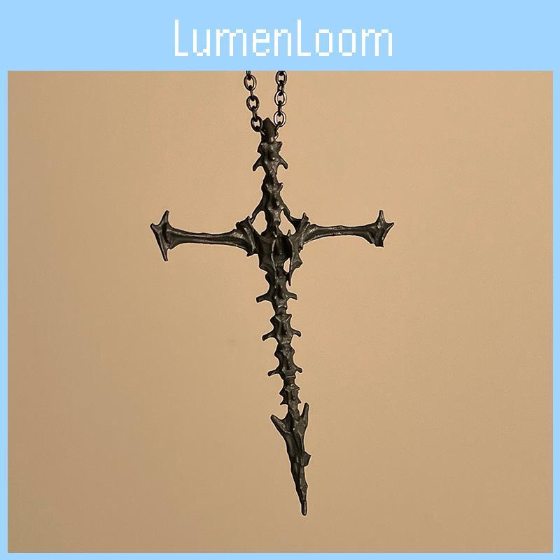 Unique Gothic Black Cross Skeleton Pendant Necklace Stylish Alloy Jewelry For Trendy Men And Women