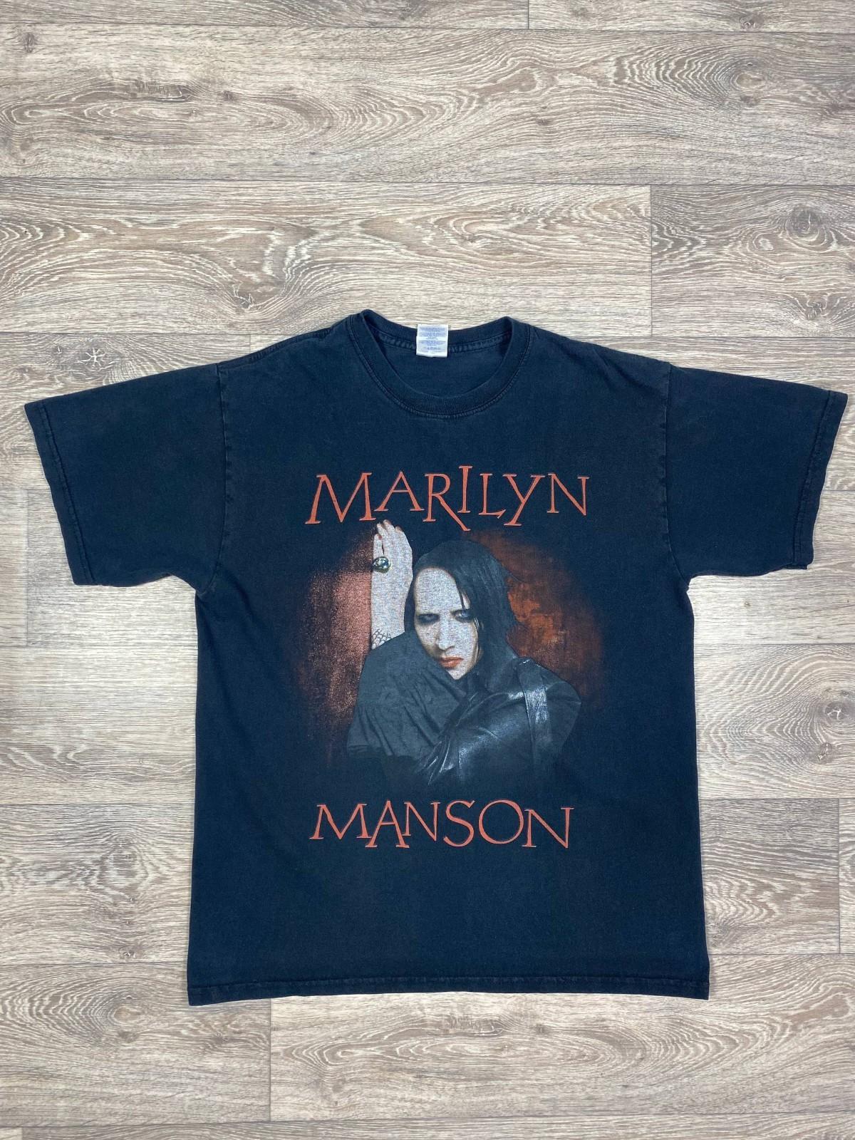 Marilyn Manson 00s 2007 World Tour T-Shirt, Black, XL, Double Sided Unisex T-Shirt L