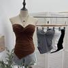 Amerikanisches Spicy Girl Geknotetes Kreuz-Strick-Bandeau-Top mit gepolsterten Cups