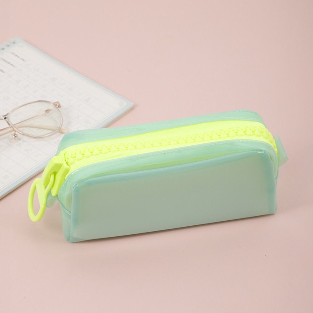 High Appearance Zipper Transparent Pencil Case Portable Makeup Pouch  Office Supplies