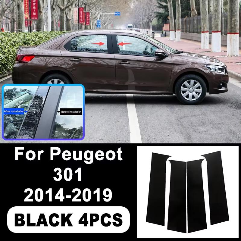 Car Window Pillar Decorative PC Trim for Peugeot 301 2014- - B/C Pillar Stickers, Auto Exterior Accessories 2018 2017 2016