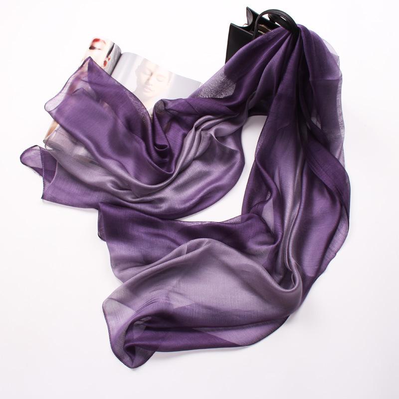 Dual-Use Gradient Mulberry Silk Scarf: Cotton, Linen & Silk Wrap for Women
