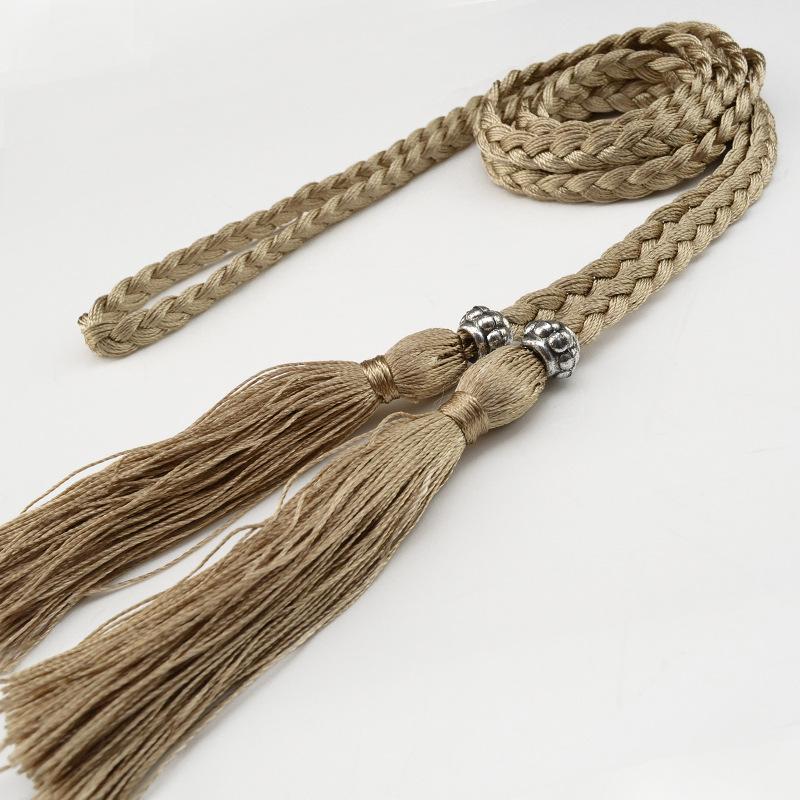 Damesleren riem in Koreaanse stijl met strik en kwastje tailleketting