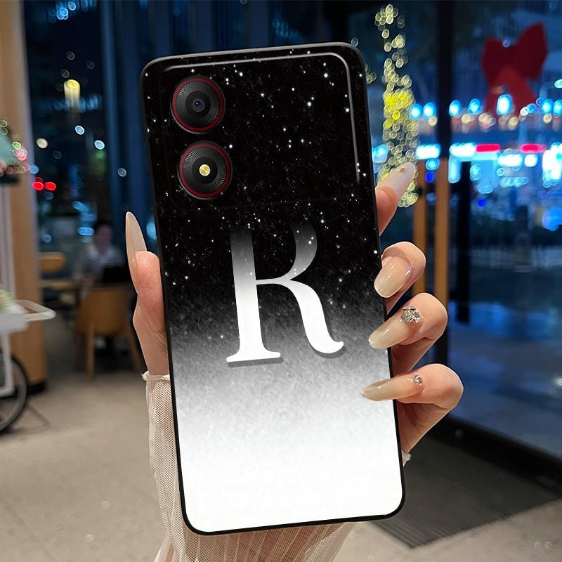 New Design Letter Flower Pattern Soft Silicone Black Phone Case For ZTE Blade A34 4G Anti-scratch Shell ZTE Blade A34 4G Casing