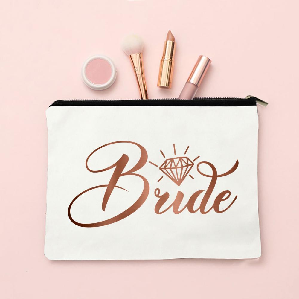 

Team Bride Makeup Bag Bachelorette Party Cosmetic Bags Purse Bridesmaid Toiletries Organizer Pouch Wedding Bride Shower Gifts