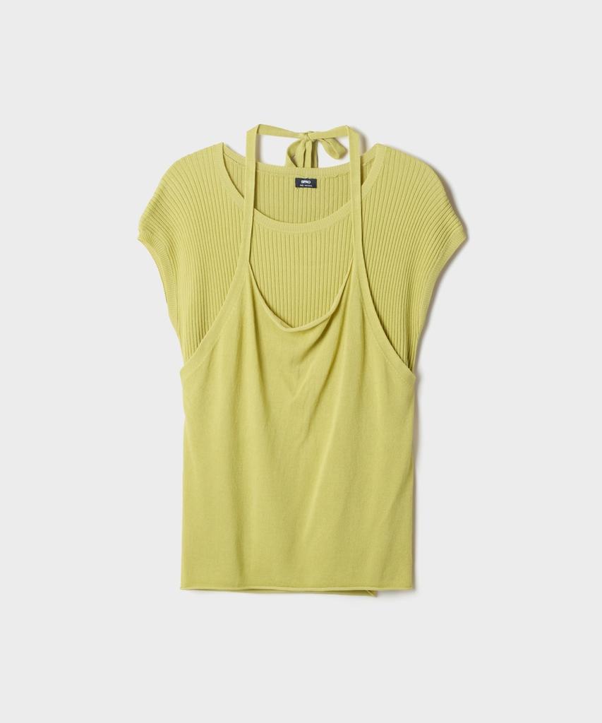 Seupao Halter Neck Layered Short Sleeve Knit_Spkwg25W92