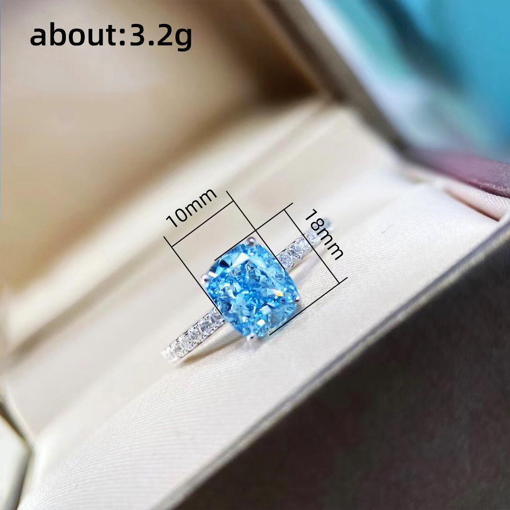 Ny Enkel Elegant Blå Cubic Zirconia Ring for Kvinner Luksus Brud Bryllupsseremoni Festringer Jubileumsgave Nye Smykker