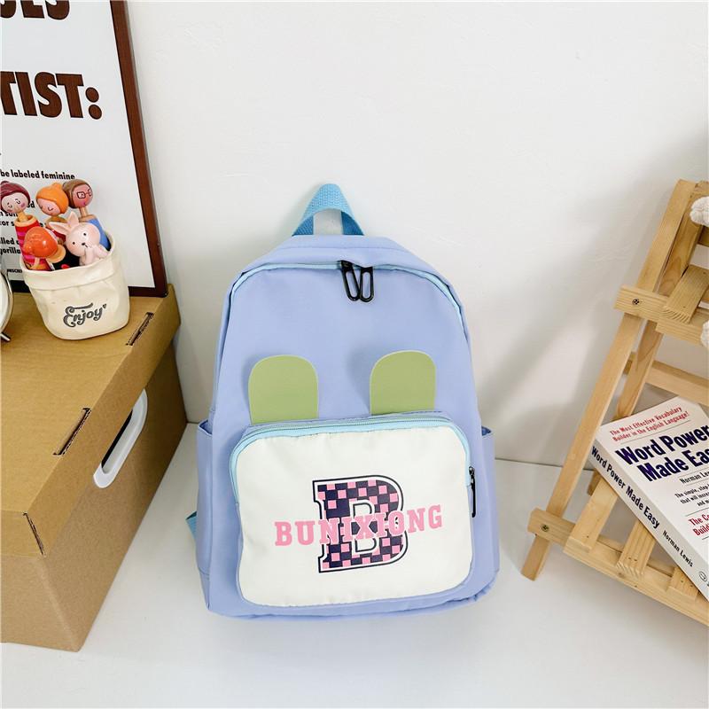 Adorable Nylon Kids Backpack With Cute Ears Colorful Lightweight School Bag