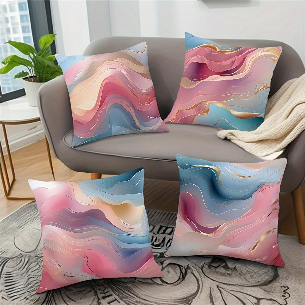 Home decoration ribbon gold thread decorative pillowcase, ultra-soft polyester material living room sofa back car pillowcase