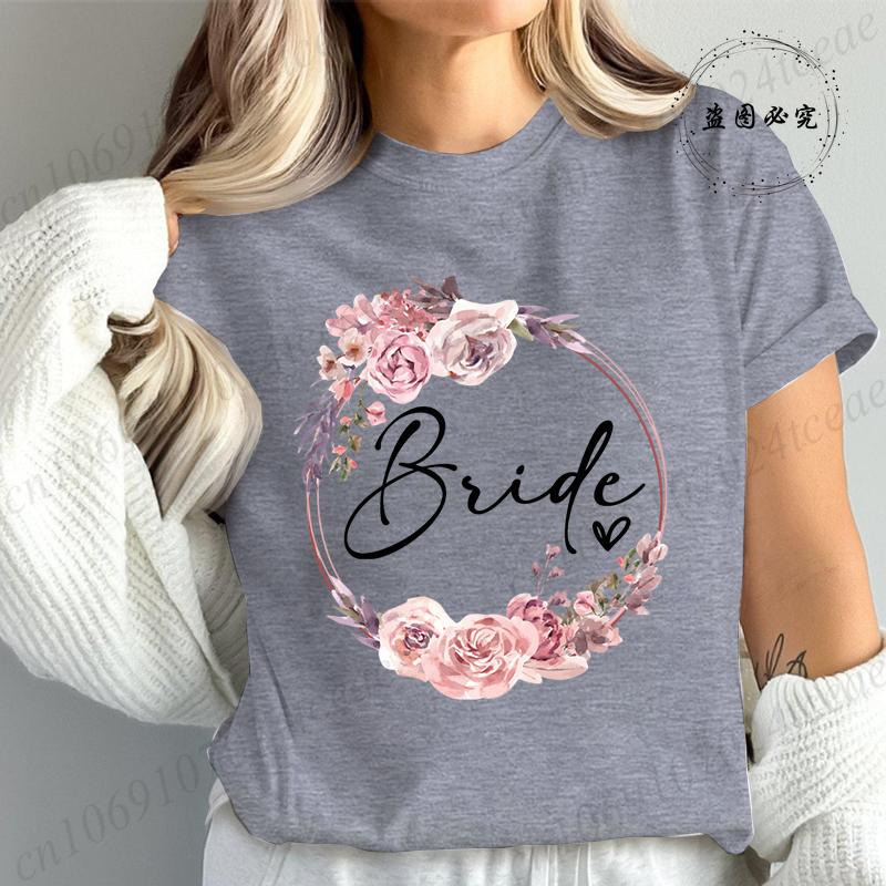 Bachelorette Party Print Bridal TShirt Short Sleeve Tshirt Casual Bridesmaid Tops Womens Clothing Fashion Casual TShirt T02