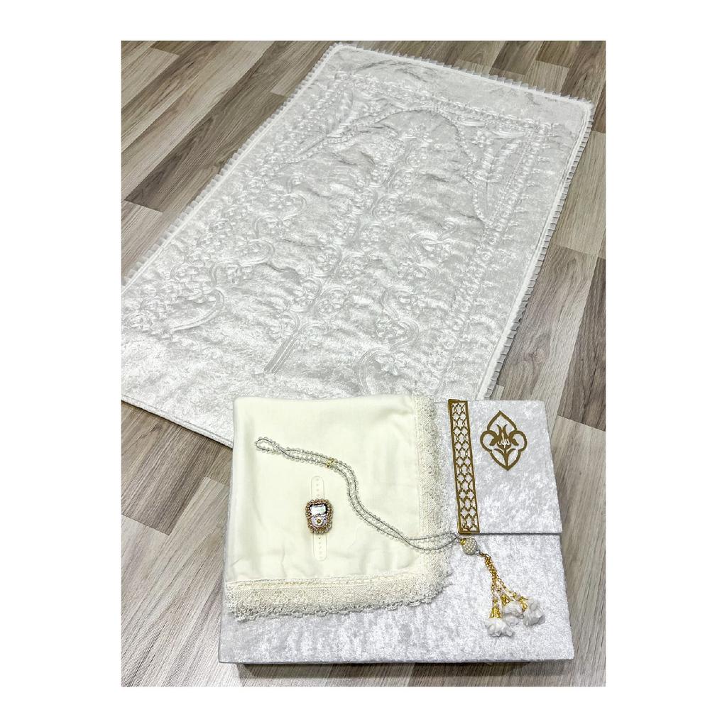 6-teiliges Samt-Gebetsteppich-Set mit Mitgift-Bundle für Braut und Bräutigam