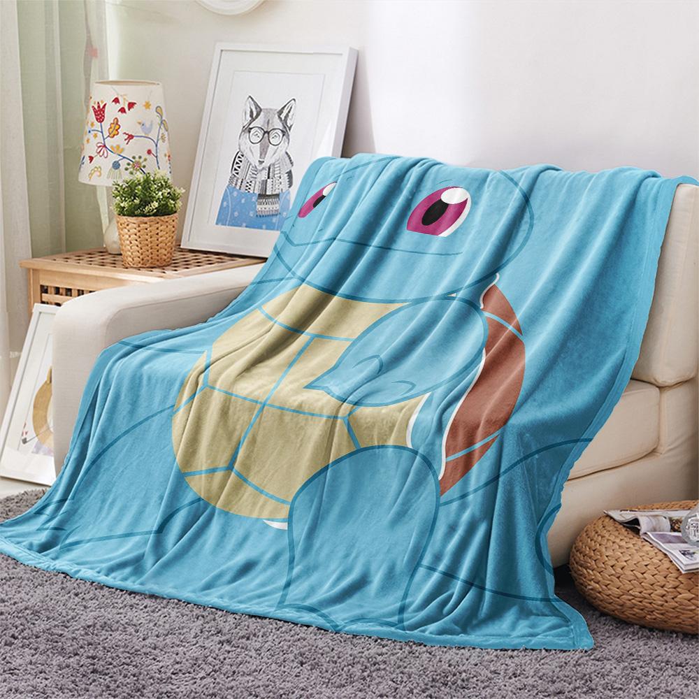 Süße Squirtle-Print Flanelldecke, Hohe Qualität, Bequem für alle Jahreszeiten, Heimdekoration, Wärme und Komfort