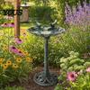 Ground Spike Bird Bath Pedestal Bath, Copper Resin Birdbaths Weather Resistant Floral Accents, Vintage Bronze Finish Garden Decor for