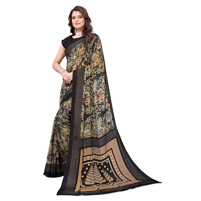 Yashika Women's Georgette Saree With Unstitched Blouse Piece (Kumud Red_W_Red)