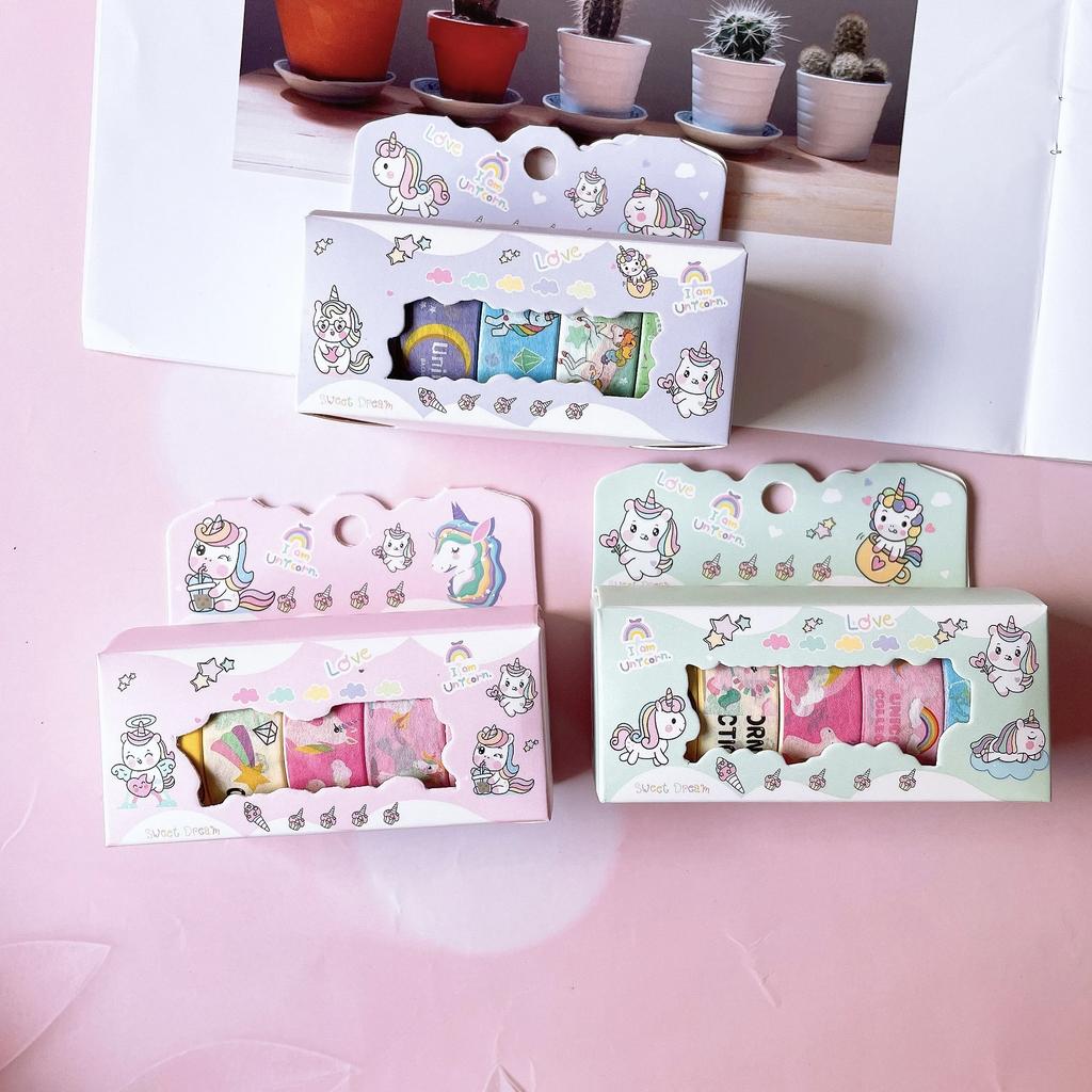 2025 5Roll Unicorn Masking Tape for Diary Notebook Greeting Cards Photos Decoration Journaling Supplies Children's Day Gift