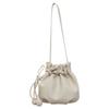 2026 New Drawstring Bucket Bag for Women Soft Leather Crossbody Bag with Ball Charm Mini Shoulder Handbag for Daily Shopping