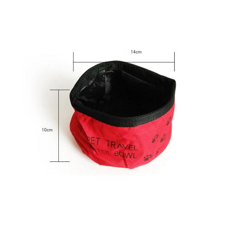 

Dog Cat Puppy Food Water Bowl Dish Oxford Fabric Outdoor Feeder Folding Collapsible Travel Pet синий