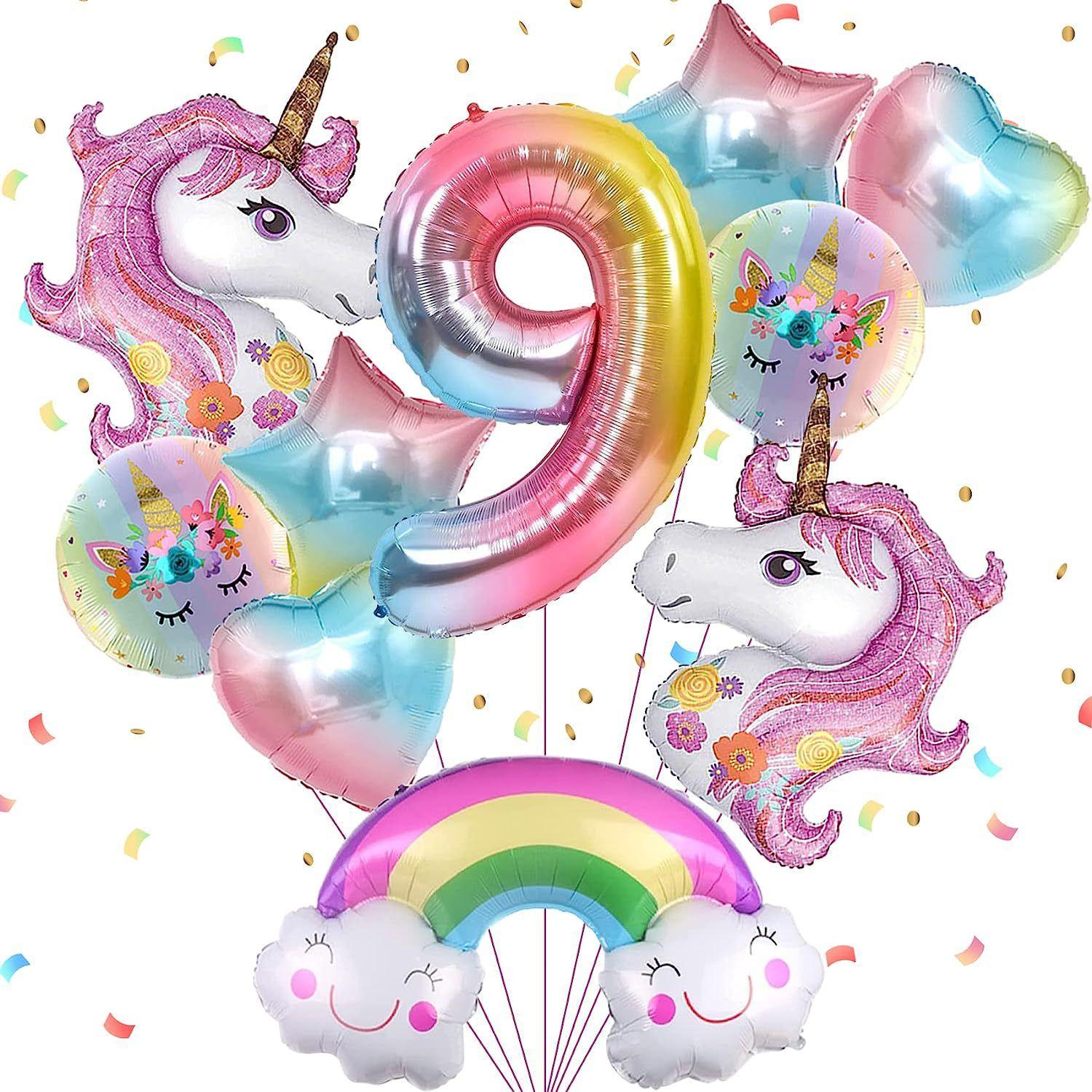 

Unicorn Digital Balloon Set for Children s Birthday Party Rainbow 1-9 Birthday Party Balloon Decoration 9