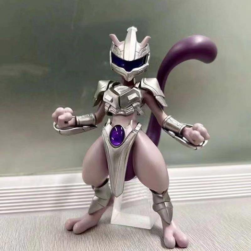 In Stock 10cm Anime Digimon Mewtwo Armored Ver. Standing PVC Figure with Base Collectible Toy