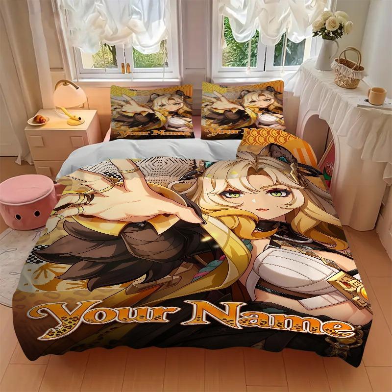 Feline Guide Bedding Set Personalized Washable Custom 3Pcs Duvet Cover Pillowcases Soft Microfiber Home Bedroom Gift