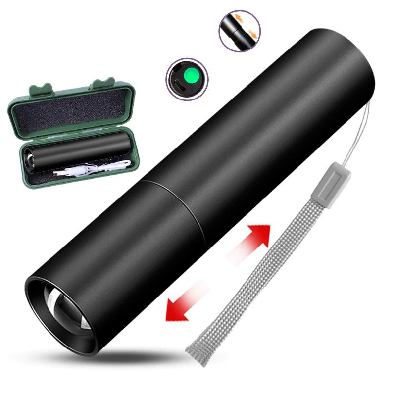 Zoom Super Powerful Flashlights Rechargeable High Power LED Flashlight Torch Mini 3 Light Mode Pocket Light Lamp Portable