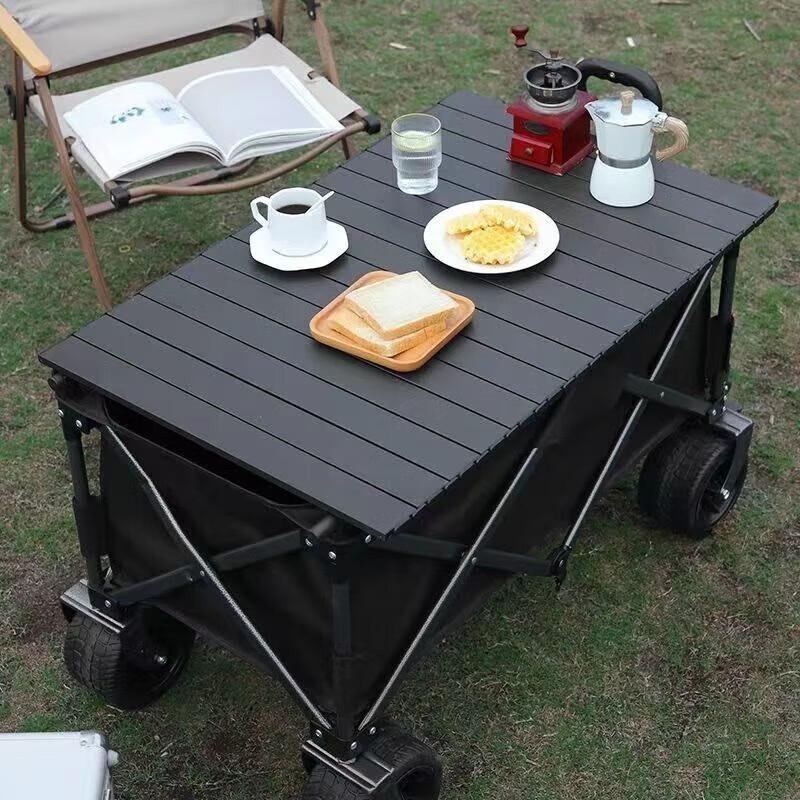 Large Electric Camping Cart with Tabletop & Tank Wheels