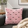 Black White Ghost Cushion Cover Halloween Cover, Plush Embroidered Throw Pillow 18x18 Home Decor Inch Cute Case for Sofa Bed Cozy Living Room Accents