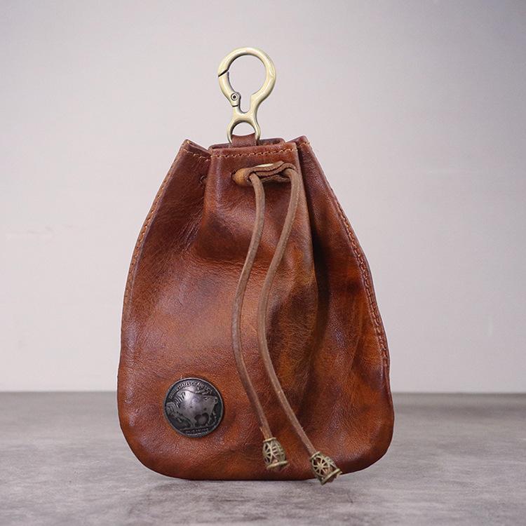 

New Bag Creative Japanese Style Zero Wallet Women s Retro Hand Brushed Vegetable Tanning Leather Lucky Bag Tide світло-коричневого кольору