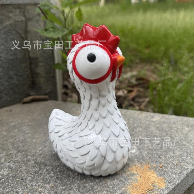 An Interesting Big-eyed Rooster Resin Statue Ornament Outdoor Courtyard, Home Statue Ornament