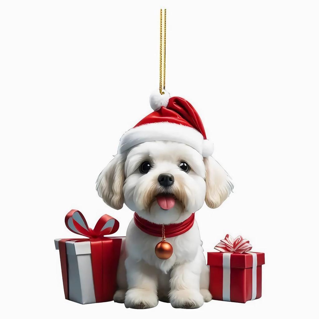 

Christmas Dog Car Pendant Acrylic Ornament With Cartoon Style For Vehicle Decor Style B
