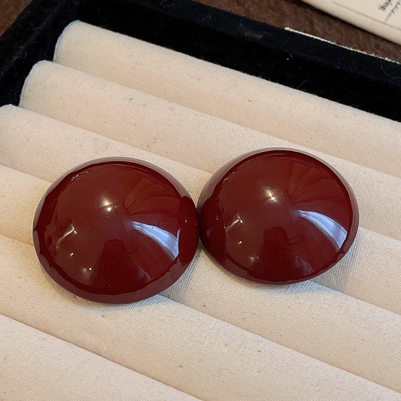 Silver Needle Ankara Red Geometric Stud Earrings Female Korean Ins Fashion Design Earrings High-end Exquisite Earrings