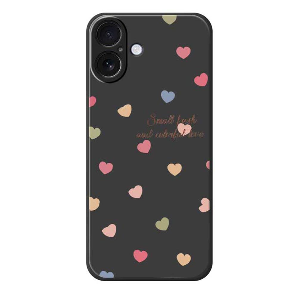 

For iPhone 17 Case Colorful Love Pattern Printing Straight Edge TPU Phone Back Cover Black