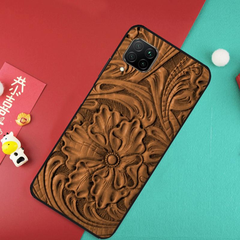 Brown Hand Tooled Western For Huawei Nova 9 10 SE 11 Pro 7i 8i 11i 12i Y73 Y72 Y61 Y91 Y90 Y70 Y60 P30 P40 Lite Case
