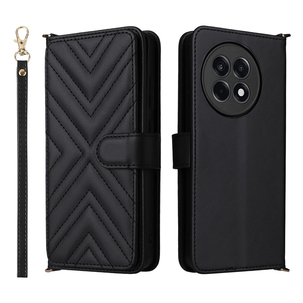 Wallet Phone Case for OnePlus Ace 5 5G/Ace 5 Pro 5G/13R 5G Leather Phone Cover with Shoulder/Wrist Strap
