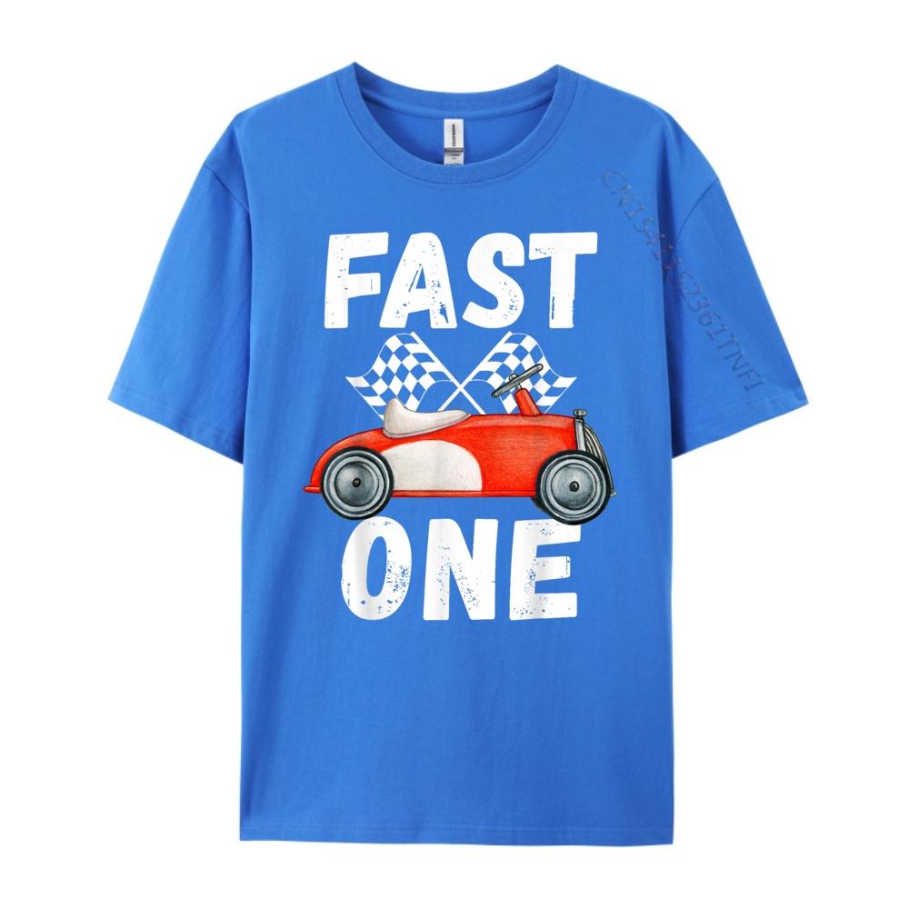 One Year Race Car 1st Birthday Fast One This Little Racer Mens Clothing 2025 Cheap Big Size Tee Shirt