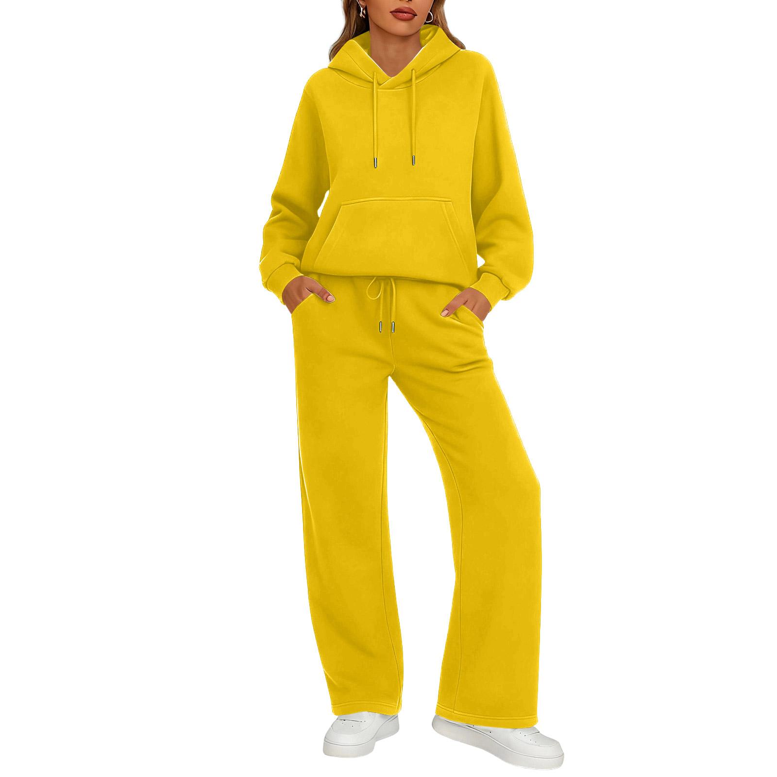 

Комплекты из двух вещей для женщин, повседневные свободные рубашки с длинным рукавом и шорты на кулиске с высокой посадкой, спортивный костюм, осенние наряды XL жёлтый