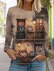 Felpa da Donna Designer Girocollo Manica Lunga Moda Casual Carina Gatto Animale Stampa Modello Top