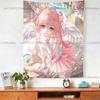 Japanese Anime Angel Girl Tapestry Kawaii Cute Ballet Wall Hanging Ins Style Dorm Room Decor Aesthetic Pink Background Cloth