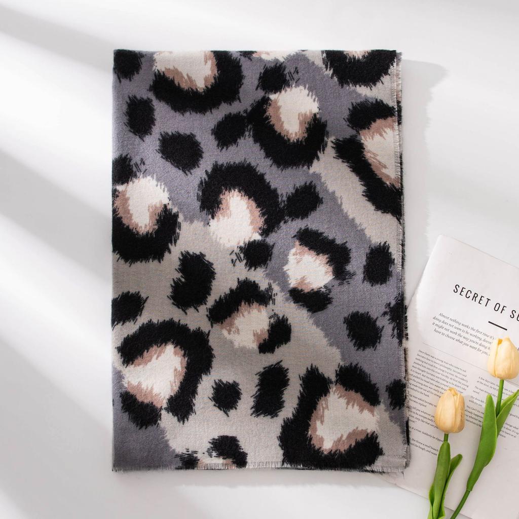Imitation Cashmere Scarf Women's High End Cow Stripe Print New Versatile Casual Warm Scarf