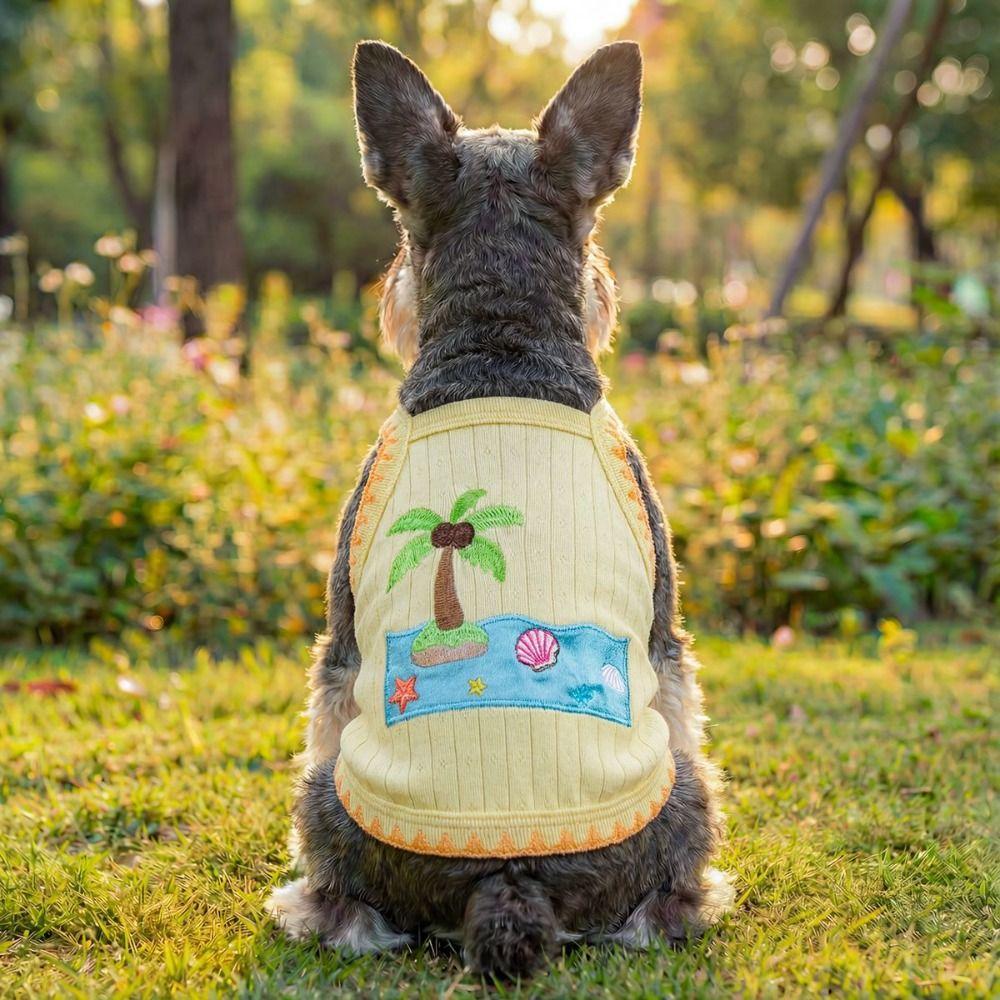 Embroidery Print Summer Pet Vest Breathable Sun Protection Cat Thin Clothes Comfort Fit Lightweight Dog T-Shirt Puppy Clothes