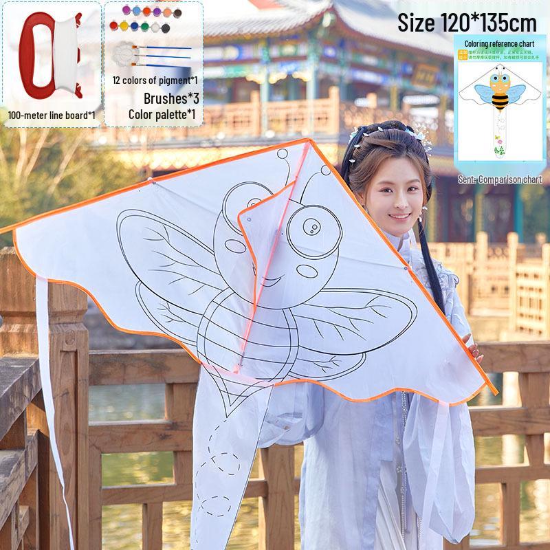 Handmade Children's DIY 1.2m Coloring Kite - Easy To Fly In Light Breeze