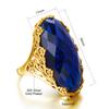 Szjinao Lujo 17*24mm Anillo Grande de Zafiro Dorado Para Mujeres Hermosa Flor Grabada Joyería Hecha a Mano Con Piedra Regalo de Tendencia Venta