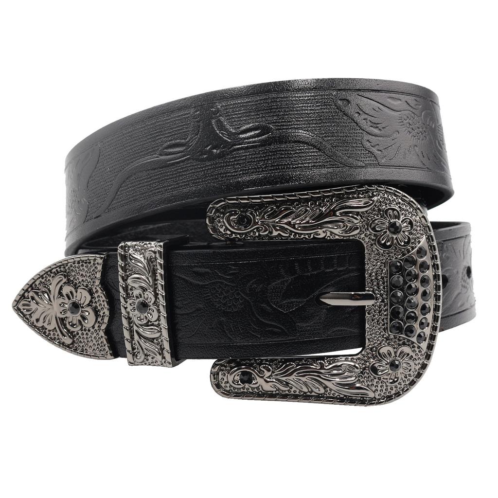 Original Design Rhinestone Belt First Layer Cowhide Men'S Leather Belt Simple Casual Retro Style Youth