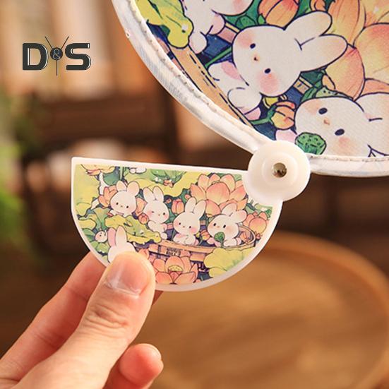 Cartoon Pattern Reflector Folding Fan Portable Lightweight Foldable Fan Fish Orange Panda Pattern Hand Fan