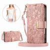 PU Leather Zipper Crossbody Flip Wallet Card Slot Phone Case For Samsung Galaxy S25 Plus S24 FE S23 Ultra S22 Wrist Strap Cover