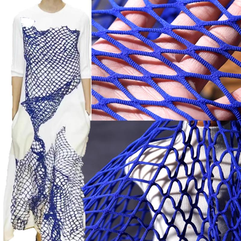 50x150cm Tejido de Malla Grande Elástico Tela de Red de Pesca Tejido Malla Hueca Encaje Vestido Ropa Pantalones Disfraz Material Elástico