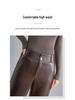 2025 Women's High-Waisted Fleece-Lined Lambskin Leather Pants - Slimming Loose Fit Straight-Leg, Ideal for Autumn and Winter